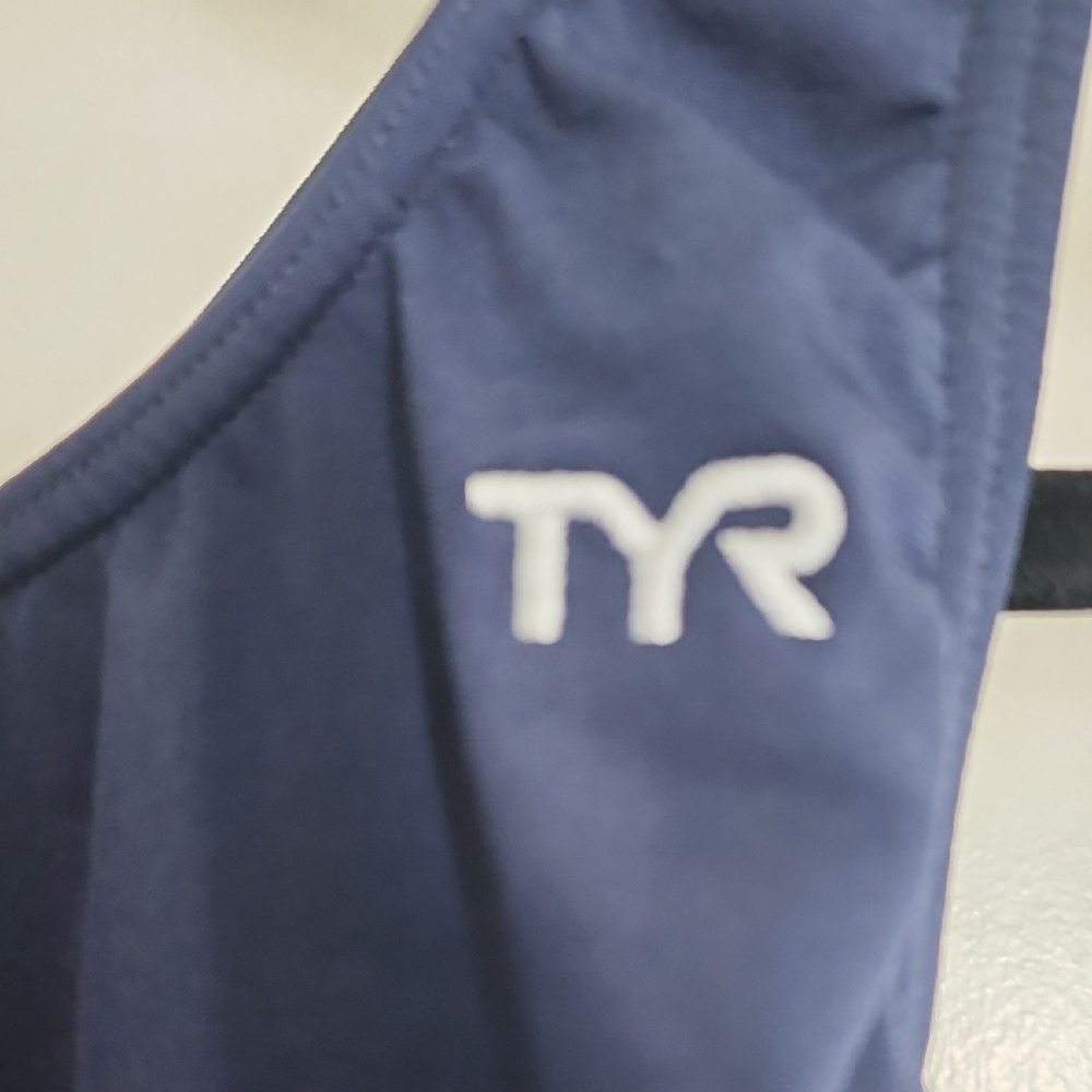 TYR One Piece Athletic Swimsuit Navy Blue Training Lap Swim - Picture 3 of 7